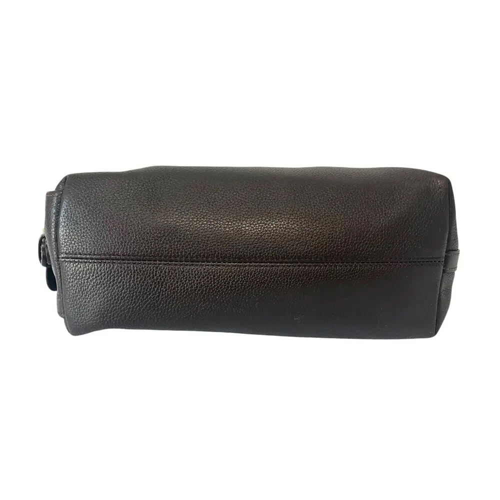 Longchamp Dark Brown Pebbled Leather Structured Shoulder Bag Vintage Handbag